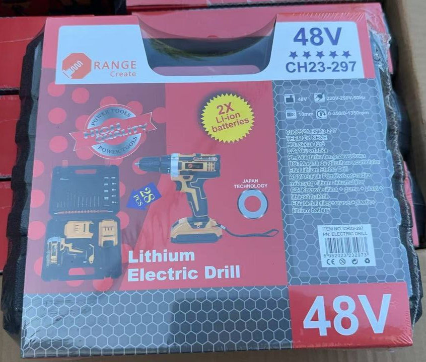 48 V Akkus Fúró‑Csavarozó – 42 Nm • 2 × 2 Ah Li‑ion • 28 részes készlet